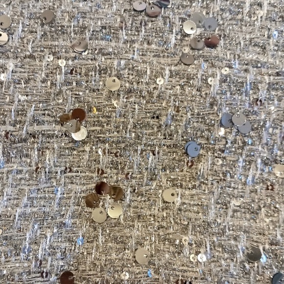 NEW SILVER METALLIC TWEED BLAZER XS  WITH SEQUINS (LOOKS LIKE ZARA) - Picture 11 of 11